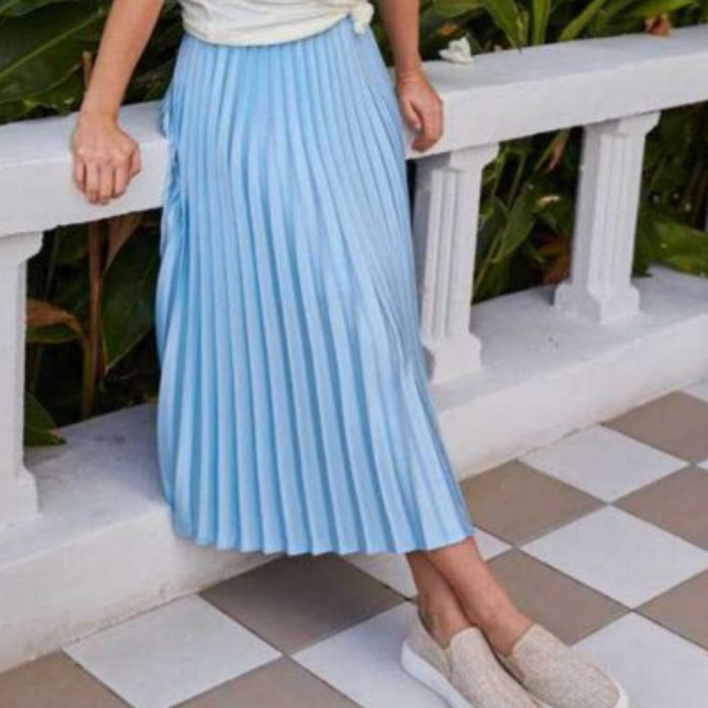 Altar'd State Avenue Pleated midi skirt in pale blue Size Small